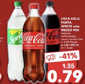 [Kaufland] Coca Cola, Fanta en Sprite, 1,25l voor €0,79