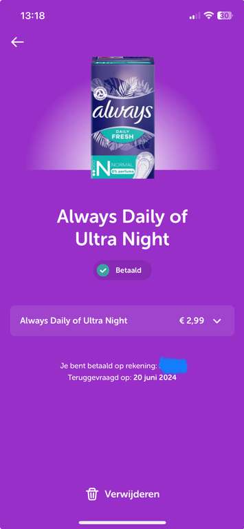 Always daily / ultra night. 100% cashback via tikkie