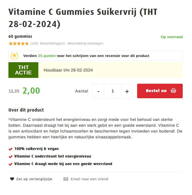 Lucovitaal Vitamine C Gummies Suikervrij