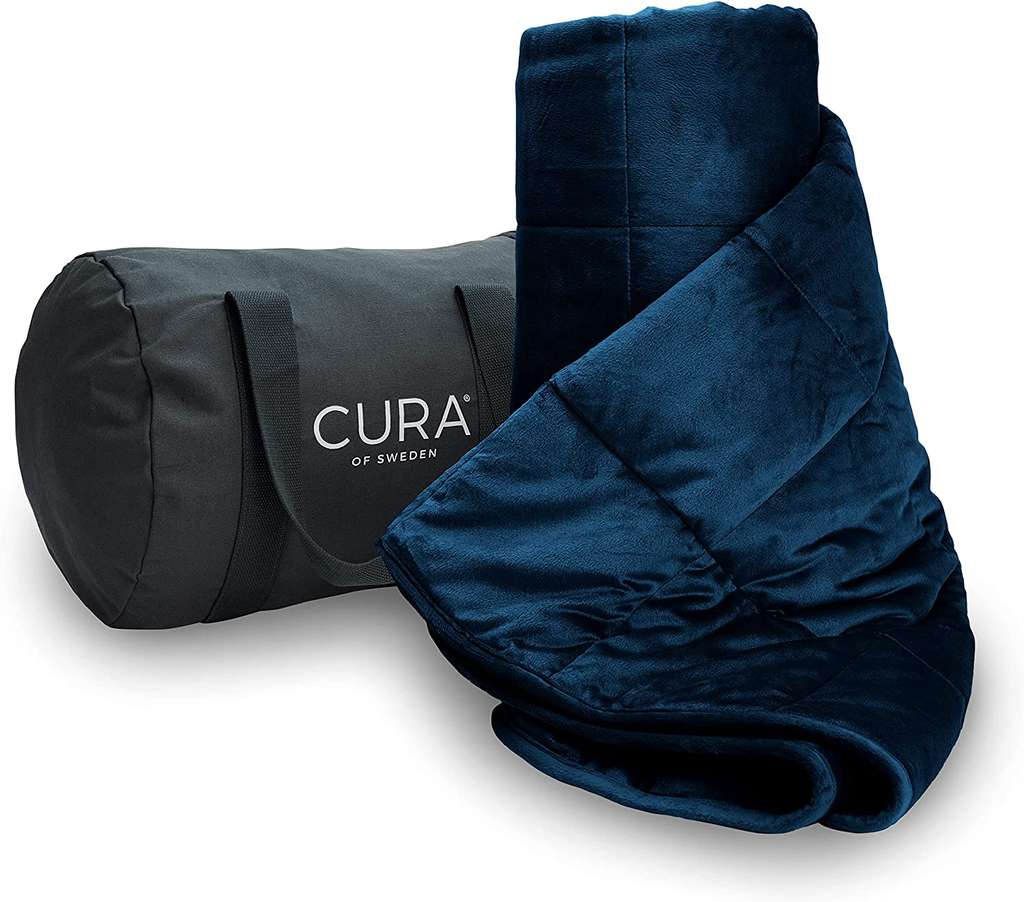 CURA Minky Verzwaringsdeken grijs of blauw 140x200 6kg - Pepper.com