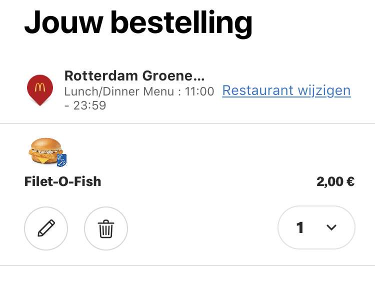 Rotterdam (én Amsterdam Noord): Broodje Filet-O-Fish €2