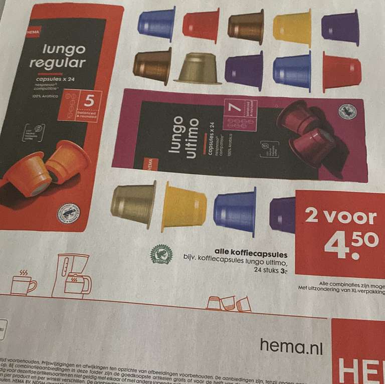 Hema Nespresso Capsules €0.09 per stuk