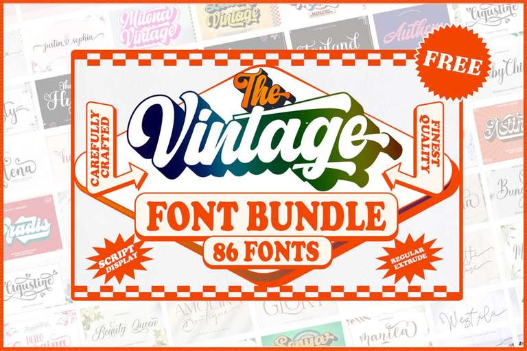 86 Font bundel Vintage lettertypen