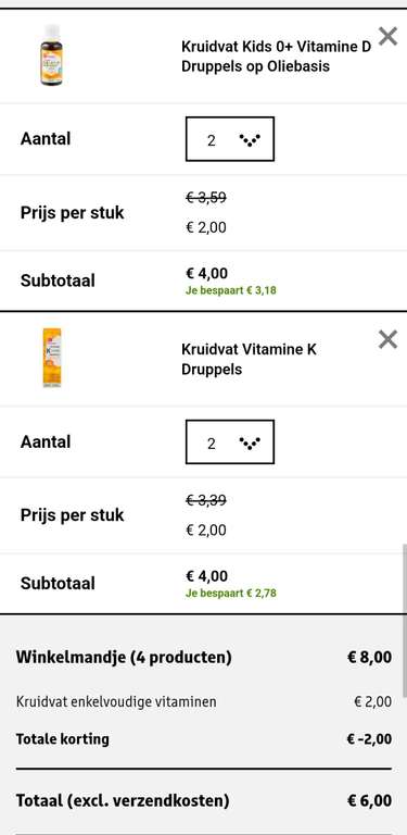 Kruidvat Vitamine D & K druppels €1,50 per stuk