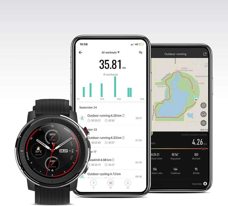 Amazfit Stratos 3 Smartwatch met GPS, sporthorloge met 19 sportmodi, waterdicht 5 ATM, ... let op: Tweedehands: Als nieuw