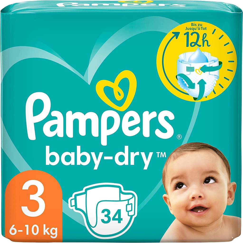 Wijden Prik Treble 4 pakken Pampers Baby-Dry maat 3, 34 luiers, 6-10 kg - Pepper.com