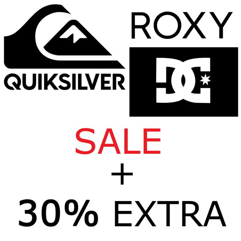 Quiksilver / ROXY / DC shoes SALE + 30% extra korting