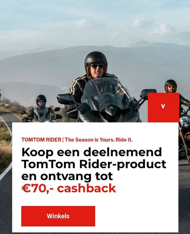 Tomtom Rider cashback actie.