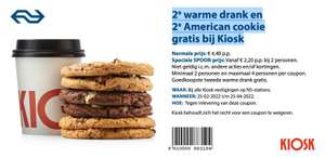 2e warme drank en 2e American cookie gratis bij Kiosk