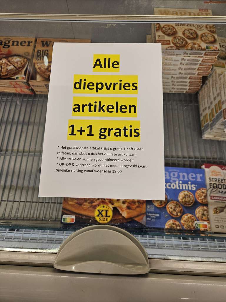1+1 gratis diepvries Hoogvliet Bilthoven