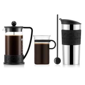 Koffie Set: Cafetière 0.35 l, Travel Mug 0.35 l, Koffieglas 0.3 l en Lepel 20 cm @ BODUM
