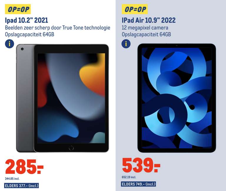 Apple iPad (2021) en iPad Air (2022) -- 64GB / grijs
