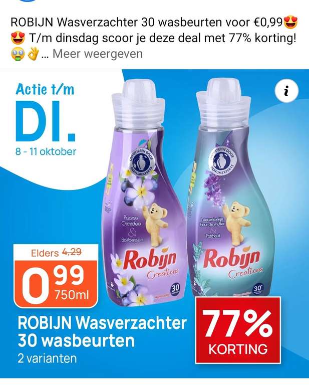 Robijn Wasverzachters voor €0,99