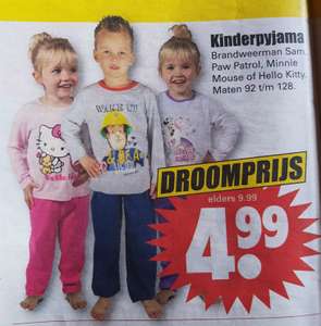 Kinderpyjama Keuze uit o.a. brandweerman Sam en Hello Kitty bij Dirk