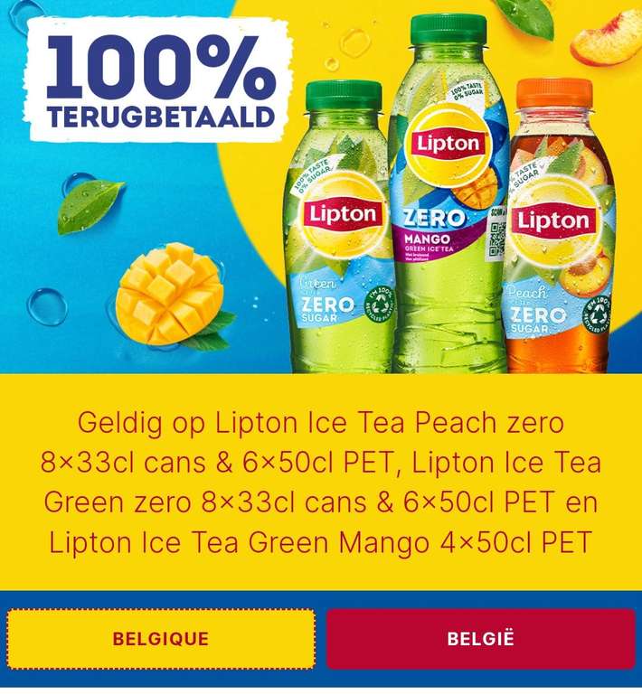 [GRENSDEAL BELGIË] 100% cashback op Lipton