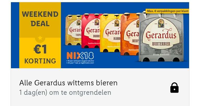 Gerardus bier met €1 korting via de Lidl Plus App (8 & 9 januari)