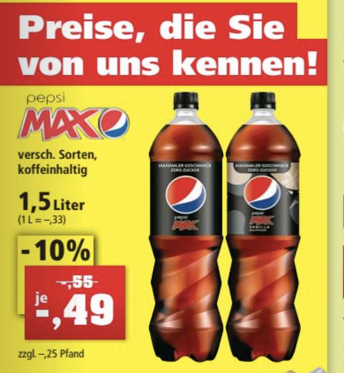 [GRENSDEAL DE] Pepsi Max 1,5l voor 0,49 EUR