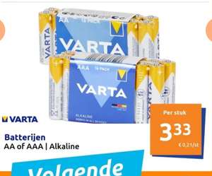 Varta AA of AAA batterijen 16 pack @ Action