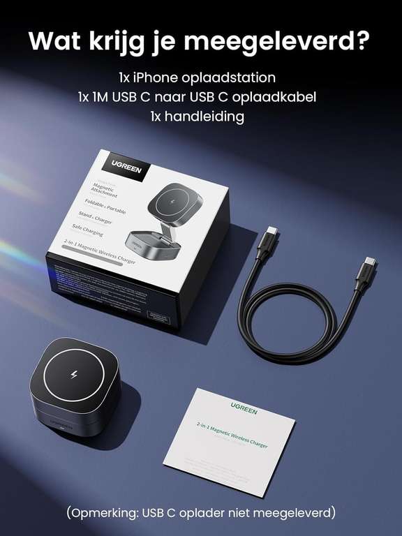 UGREEN opvouwbaar 2 in 1 iPhone-oplaadstation voor €29,99 @ Amazon NL