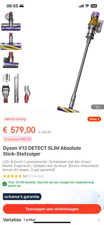 dyson v12 detect slim absolute voor €579