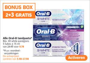 [AH Bonus Box] Alle Oral-B tandpasta* 2+3 GRATIS