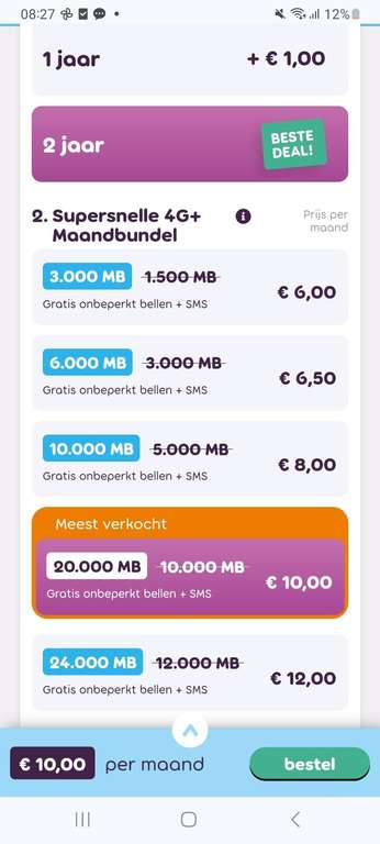 Dubbele data dagen 50+ mobiel --> 20000 mb + onbeperkt bellen voor €10,-