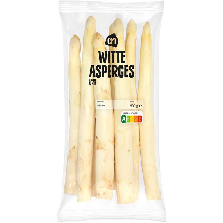 AH: 500 gram witte asperges €3,49 (of €0,49*)