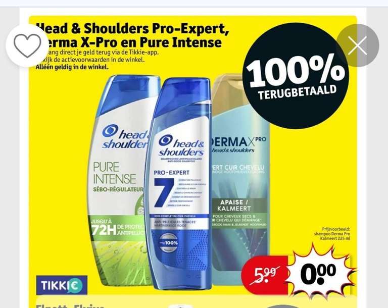 Tikkie: Gratis Head & Shouders Pro-Expert, Derma X-Pro of Pure Intense 100% terugbetaald
