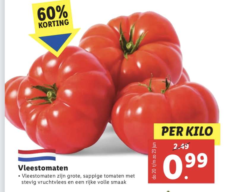 Kilo vleestomaten €0,99 (ook voor vegetariërs)