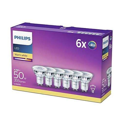 Philips LED GU10 355 lumen, warm wit 6-pack