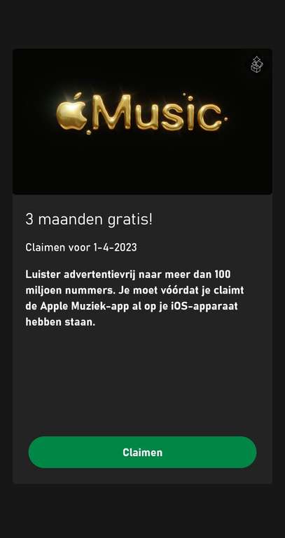 Apple music en apple tv 3 maanden gratis/proef bij een actief gamepass abbonement