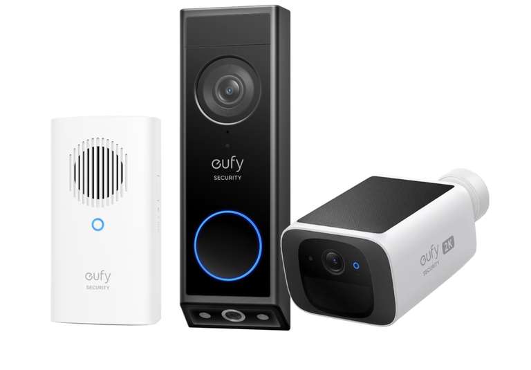 Eufy Video Doorbell E340 met Chime + Eufy Solocam S220 Solar voor €215 @ Coolblue