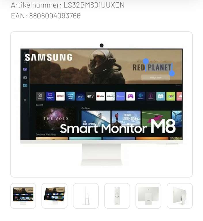 Samsung monitor M8 wit (niet nieuwste versie)