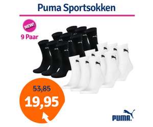 9 paar Puma sokken voor €19.95/ na aanmelden nieuwsbrief €5,- kortingscode extra