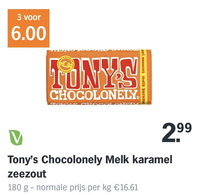 Tony's Chocolonely melk karamel zeezout repen 3 voor €6