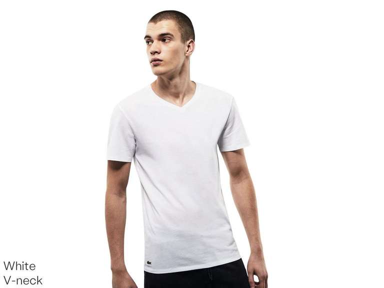 Lacoste Basic T-Shirt: 3x zwart // 3x wit // 3x zwart-wit-grijs | v-hals of ronde hals