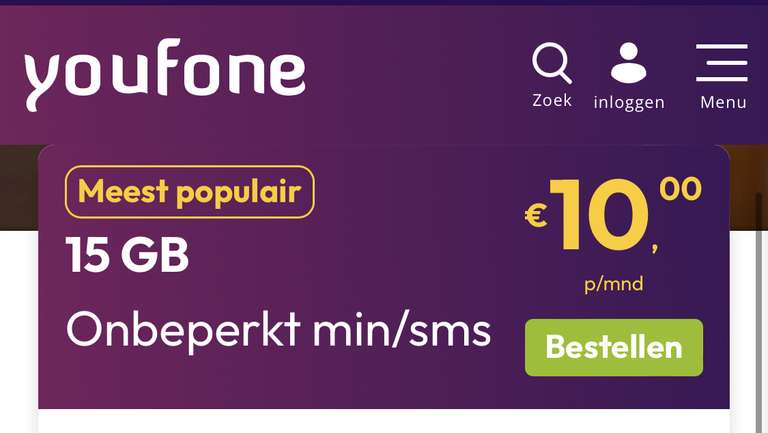 Black Friday: Youfone sim-only 15GB + onbeperkt bellen voor € 10,= p/m!