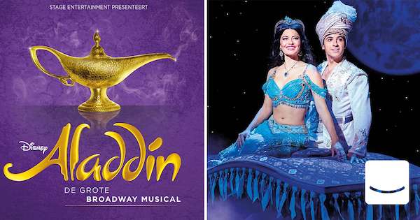 1e of 2e rang ticket voor Disney's Aladdin musical in augustus