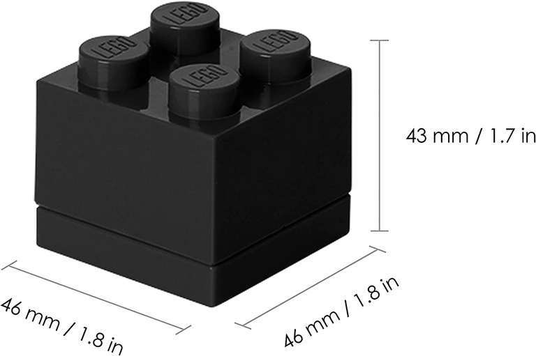 Lego MINi Storage box, Polypropylene, Black, 46mm X 46mm X 43mm