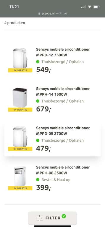 Mobiele airco 1+1 gratis voor praxis plus klanten.
