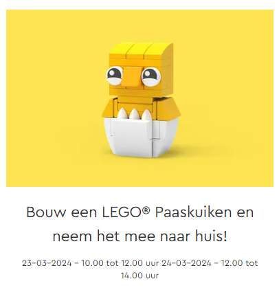 Gratis Lego setjes om te bouwen en mee naar huis te nemen in de Lego Stores (Amsterdam, Den Haag, Leidschendam, Utrecht