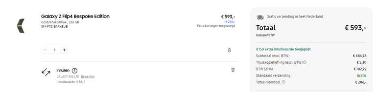 [ING Samsung Shop] Galaxy Z Flip4 Bespoke Edition 256GB + extra €150 inruilwaarde