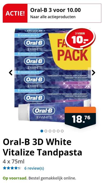Oral-B White Vitalize 12 tubes voor 10 euro @Trekpleister (Alleen winkel)