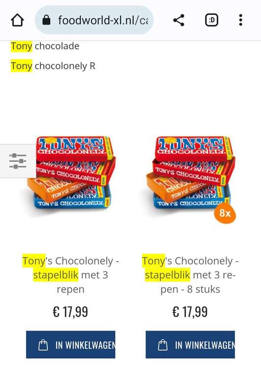 Tony's Chocolonely Stapelblik - 8 x 3 x 180 gram ( 24 repen!? )