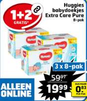 1344 Huggies Pure Extra Care Babydoekjes van €60 voor €20 bij Kruidvat & Trekpleister