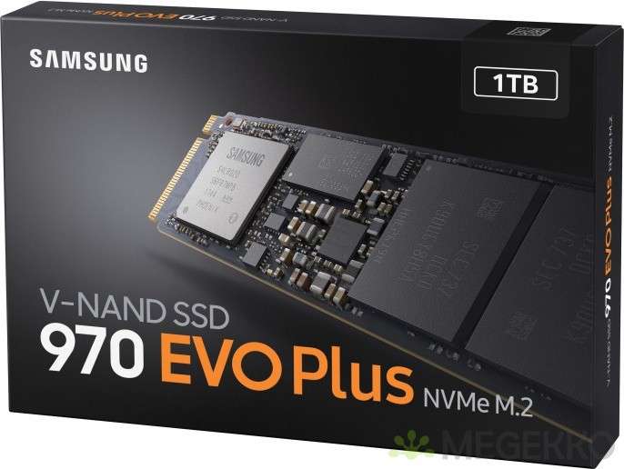 Samsung 970 EVO Plus 1000GB / 1 TB M.2 NVMe SSD up to 3,500 MB/s. @ 64,90 euro