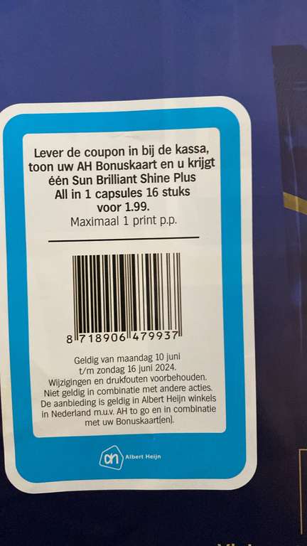 Nieuw! Sun Brilliant Shine Plus vaatwastabletten bij AH voor slechts €1,99 met je bonuskaart en coupon