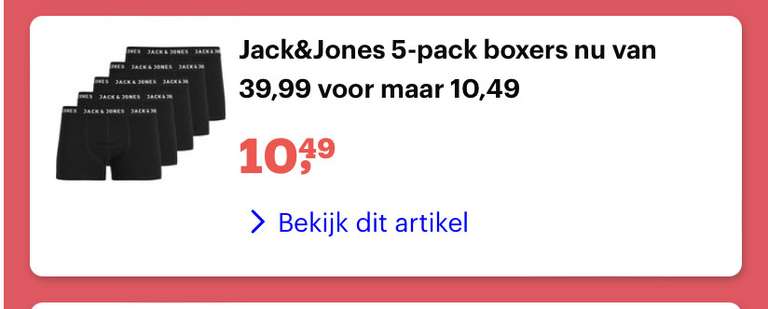 5-pack boxers Jack&Jones voor €10,49
