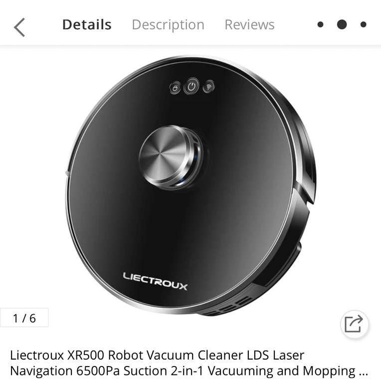Liectroux XR500 Robot Vacuum Cleaner LDS Laser Navigation 6500Pa Suction 2-in-1 Vacuuming and Mopping