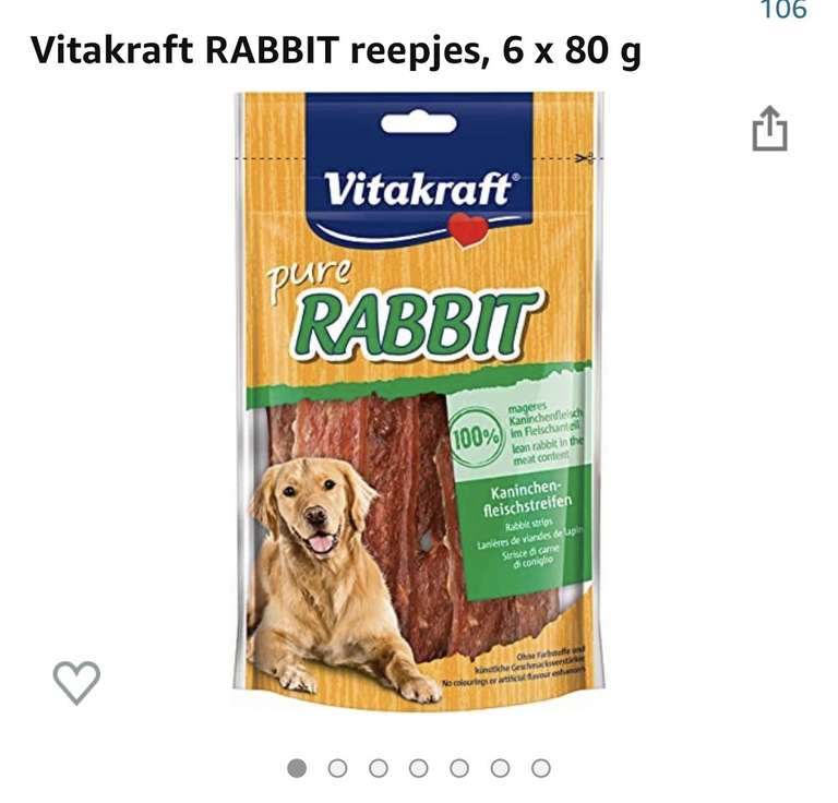Vitakraft RABBIT reepjes, 6 x 80 g @ Amazon.nl